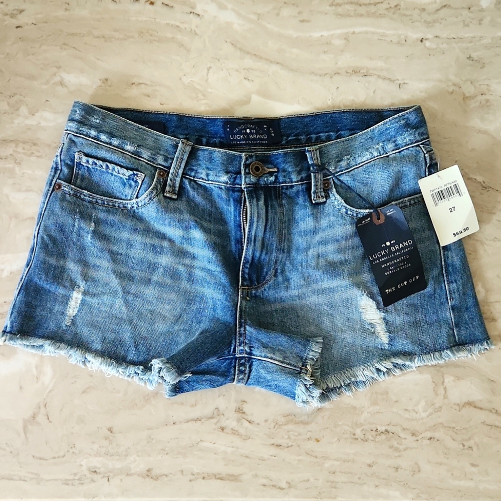 Lucky Brand,The Cut Off style, blue jean pair of shorts. Size 27.